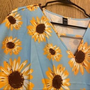 SHEIN Sunflower Print Blouse, Sz L